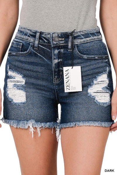 DISTRESSED DENIM SHORTS